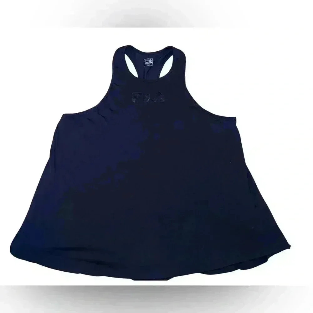 Fila plus size black open back tank size 1X